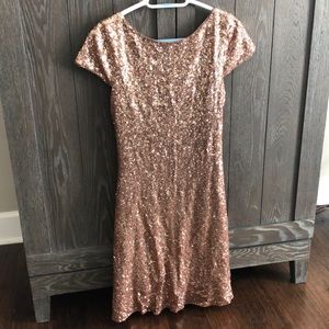 Revelry rose gold sequin Chloe bridesmaid dress
